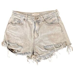 PacSun High Rise Mom Shorts Light Wash Distressed | Size 28